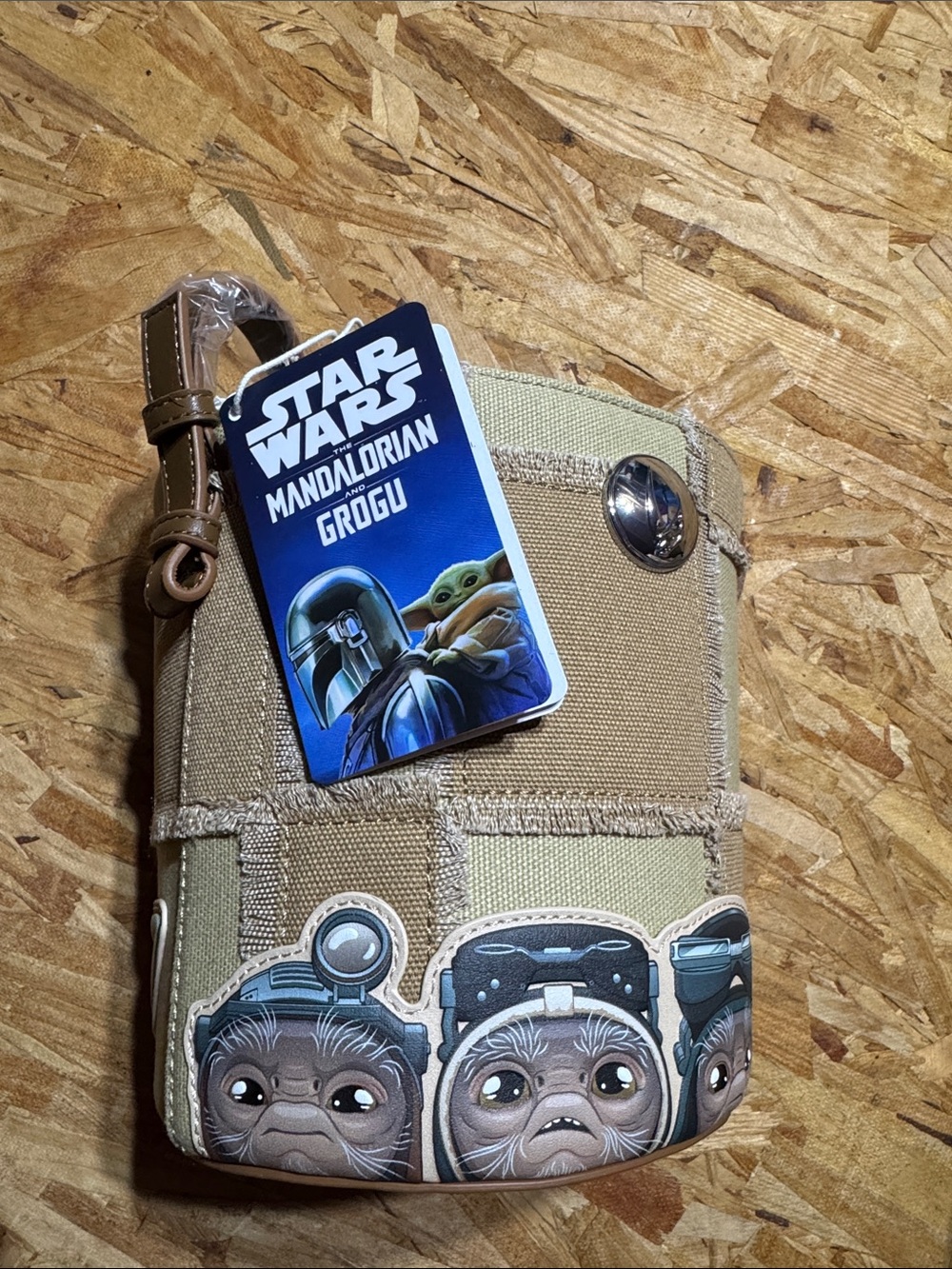 Loungefly Star Wars The Mandalorian Grogu Beige Canvas Crossbody Bag